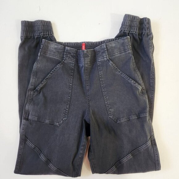 SPANX Stretch Twill Jogger Pant S Gray Slimming Pull On Elastic Zip Ankle 20319R - Picture 12 of 12